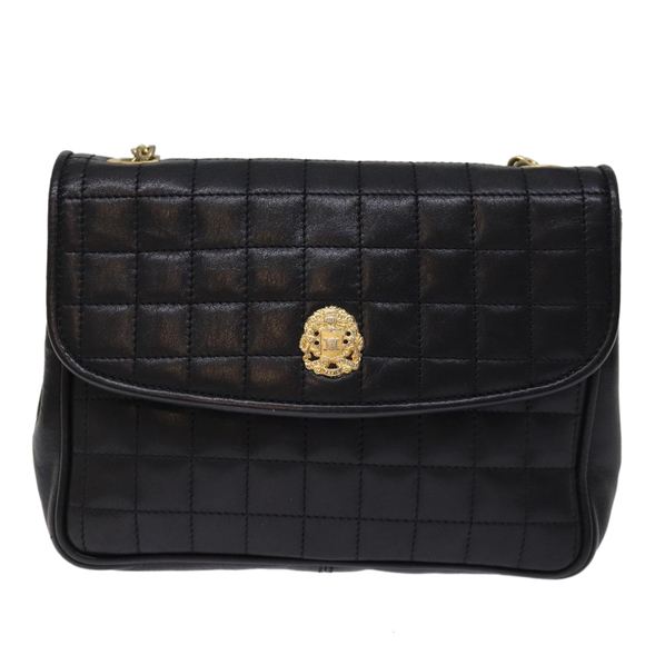 CELINE Chain Shoulder Bag Leather Black Auth 75054 - Picture 13 of 16